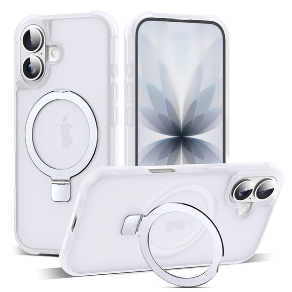 Compatible with iPhone 17 Case with Invisible Magnetic O-Ring Stand Military-Grade Phone Case for iPhone 17 6.3" [Compatible with Mag-Safe][Great Grip Feeling],Translucent
