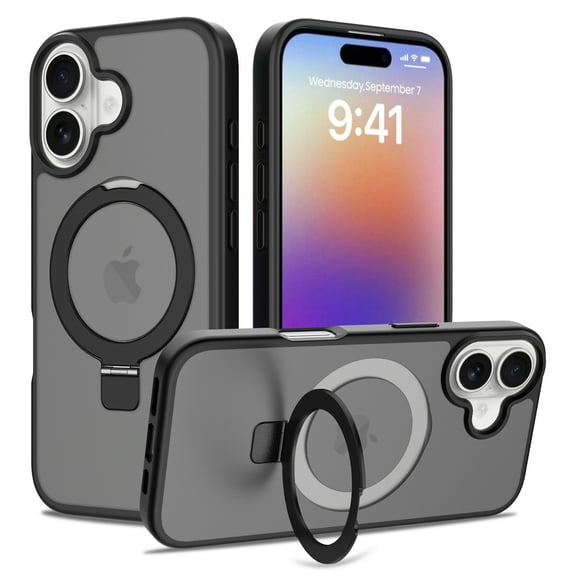 Compatible with iPhone 17 Case with Invisible Magnetic O-Ring Stand Military-Grade Translucent Case for iPhone 17 6.3" [Compatible with Mag-Safe][Great Grip Feeling]