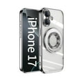 thumbnail image 1 of Compatible with iPhone 17 Case with Rotating Magnetic Ring Stand, [Compatible with MagSafe] [Full Camera Lens Protector] Plating Clear Slim Phone Case for iPhone 17, Silver, 1 of 7