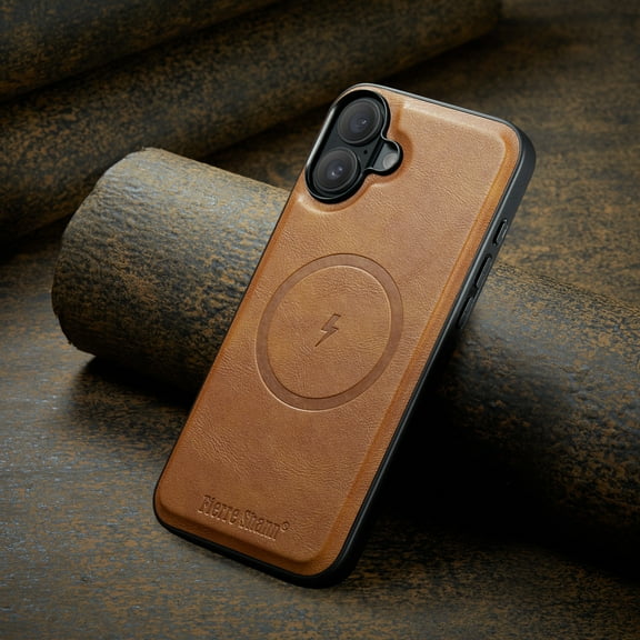 Compatible with iPhone 17 Magnetic Case, Classic Premium PU Leather TPU Hybrid MagSafe Ultra Slim Protective Skin Friendly Shockproof Case Cover for iPhone 17, Brown