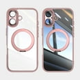 thumbnail image 1 of Compatible for iPhone 17 Phone Case with Stand, Rotatable Ring Holder Kickstand Rugged Shockproof Protective Cover Case with Camera Lens Protector for iPhone 17, Pink, 1 of 9