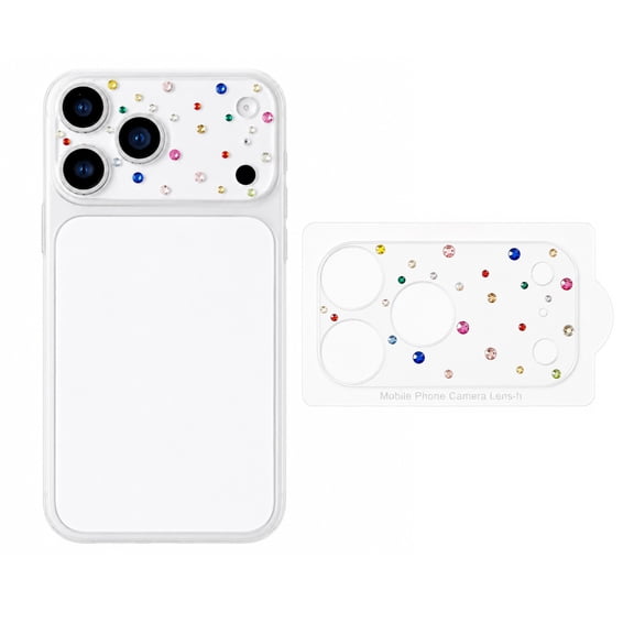 Compatible with iPhone 17 Pro Camera Lens Protector, Clear Hollow Rhinestone Lens Cover, Bling Glitter Diamond Tempered Glass Camera Protector, Anti-Scratch,Colored Stone