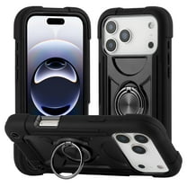 Compatible with iPhone 17 Pro Case, with 360° Rotate Ring Stand, Military Grade Drop Protection Full Body Rugged Heavy Duty Case 3 in 1 Protective Cover, Black