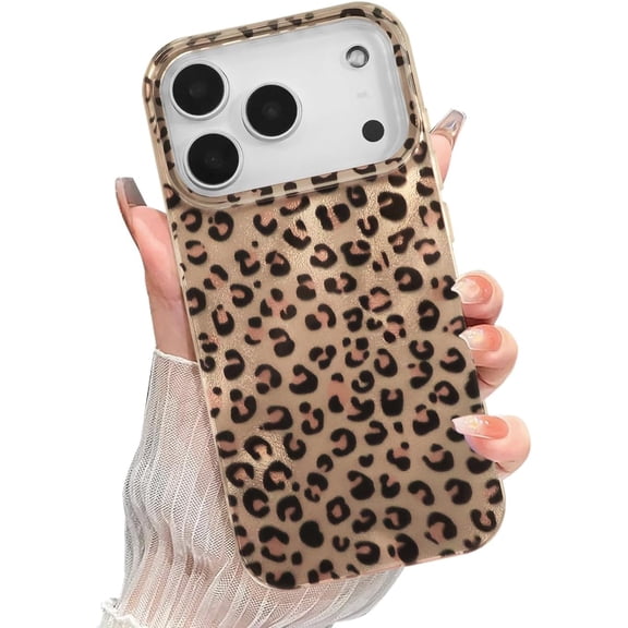 Compatible for iPhone 17 Pro Case with Cute Cheetah Leopard Print Design Soft Slim TPU Shockproof Protective Bumper Glitter Retro Aesthetics Shiny Phone Cover-Gold