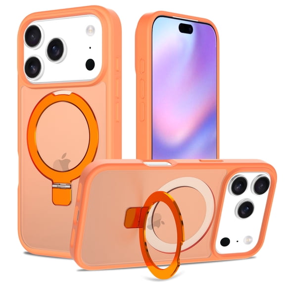 Compatible with iPhone 17 Pro Case with Invisible Magnetic O-Ring Stand Military-Grade Translucent Case foriPhone 17 Pro 6.3" [Compatible with Mag-Safe][Great Grip Feeling]