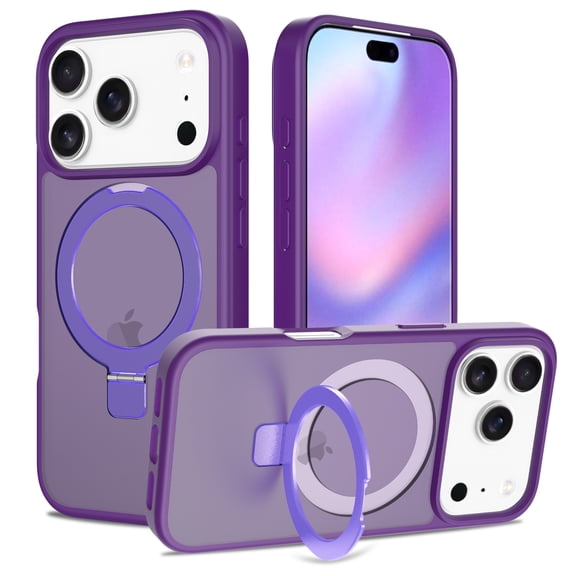 Compatible with iPhone 17 Pro Case with Invisible Magnetic O-Ring Stand Military-Grade Translucent Case foriPhone 17 Pro 6.3" [Compatible with Mag-Safe][Great Grip Feeling]