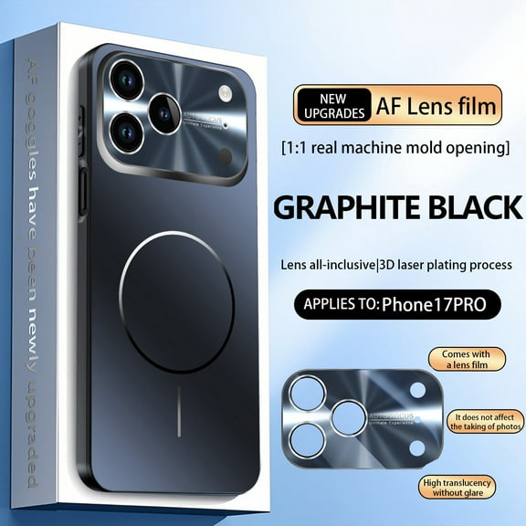 Compatible for iPhone 17 Pro Case Magnetic, with Full Camera Lens Protective Film [Compatible with Mag-Safe] Scratch Resistant Rugged Dustproof Protective Cover for iPhone 17 Pro, Black