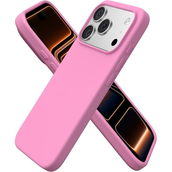 Compatible with iPhone 17 Pro Case, Slim Liquid Silicone 4 Layers Full Covered Soft Gel Rubber Shockproof Protective Phone Case with Anti-Scratch Microfiber Lining-Peach Pink