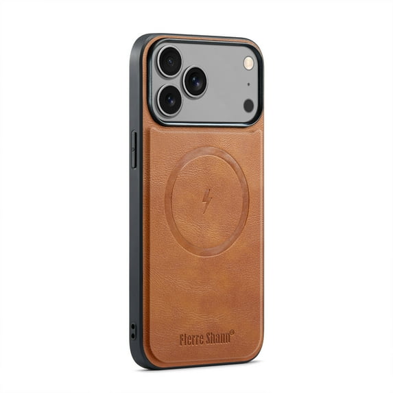 Compatible with iPhone 17 Pro Magnetic Case, Classic Premium PU Leather TPU Hybrid MagSafe Ultra Slim Protective Skin Friendly Shockproof Case Cover for iPhone 17 Pro, Brown