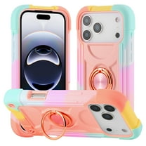 Compatible with iPhone 17 Pro Max Case, with 360° Rotate Ring Stand, Military Grade Drop Protection Full Body Rugged Heavy Duty Case 3 in 1 Protective Cover, Colorful Rosegold