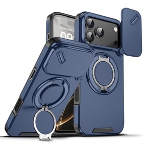 Compatible with iPhone 17 Pro Max Case with Camera Lens Slide Cover Magnetic Ring Stand [Compatible with MagSafe] Shockproof Heavy Duty Military Phone Case for iPhone 17 Pro Max,Blue