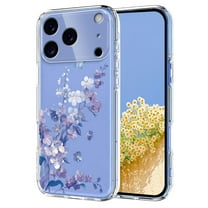 Compatible with iPhone 17 Pro Max Case Clear with Flower Design, Cute Soft Silicone TPU Floral Aesthetic Women Girls Transparent Protective Shockproof Anti-Scratch Anti-Yellow Phone Cover, A