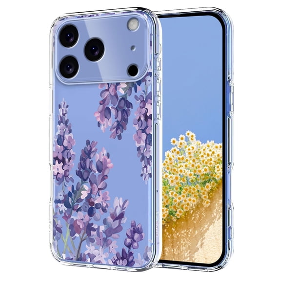 Compatible with iPhone 17 Pro Max Case Clear with Flower Design, Cute Soft Silicone TPU Floral Aesthetic Women Girls Transparent Protective Shockproof Anti-Scratch Anti-Yellow Phone Cover, E