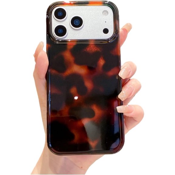 Compatible with iPhone 17 Pro Max Case, Tortoise Shell Phone Case, Cute Amber Leopard Slim Shockproof Protective Phone Cover for Women Girls - Color 2