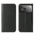 thumbnail image 1 of Compatible with iPhone 17 Pro Max Genuine Leather Case, Wallet Folio Case with Magnetic Closure Kickstand Card Slots, Shockproof TPU Shell, Protective Flip Book Cover for iPhone 17 Pro Max, Black, 1 of 8