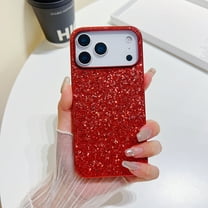Compatible with iPhone 17 Pro Max Glitter Plating Case, Luxury Bling Sparkly Shiny Cute Soft TPU Plating Bumper Raised Camera Shockproof Back Cover Wireless Charging for Women Girl, Red