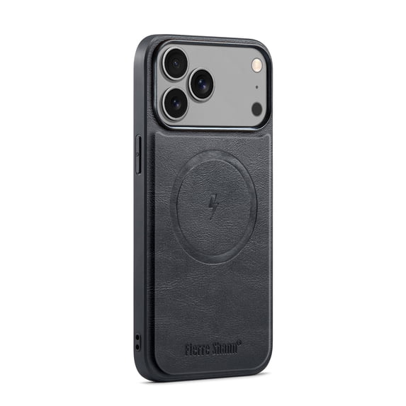 Compatible with iPhone 17 Pro Max Magnetic Case, Classic Premium PU Leather TPU Hybrid MagSafe Ultra Slim Protective Skin Friendly Shockproof Case Cover for iPhone 17 Pro Max, Black
