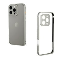 Compatible with iPhone 17 Pro Max Metal Bumper Phone Case,Anti-fall Protection,With Lens Protector,No Back Design,Ultra Slim Shockproof Anti-Scratch Rugged Bumper Phone Case Cover,Titanium