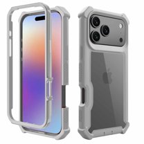 Compatible With iPhone 17 Pro Max Rugged Clear Phone Case,2-in-1 Heavy Duty Designing,Shokcproof Rugged Anti-fall Protective Transparent Two-color Design Thin Fit Phone Case Cover,Gray