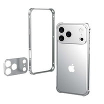 Compatible with iPhone 17 Pro Metal Bumper Phone Case,With Camer Lens Protector,Raised Edge Protection,Shockproof Anti-fall Protection Non-slip Rugged Frame No-Back Phone Case,Silver