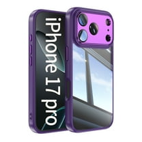 Compatible with iPhone 17 Pro Phone Case,Built-in Lens Camera Protector,Transparent Back Design,Ultra Slim Shockproof Protection Anti-Scratch TPU Bumper Thin Fit Phone Case,Darkpurple