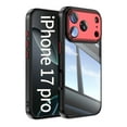 thumbnail image 1 of Compatible with iPhone 17 Pro Phone Case,Built-in Lens Camera Protector,Transparent Back Design,Ultra Slim Shockproof Protection Anti-Scratch TPU Bumper Thin Fit Phone Case,Blackred, 1 of 6