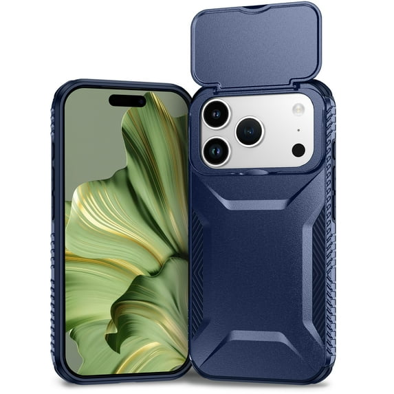 Compatible with iPhone 17 Pro Phone Case,With Sliding Camera Cover,2-in-1 Heavy Duty Design,Rugged Non-Slip Shockproof Anti-Scratch Protection Anti-fall Durable Phone Case,Blue