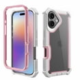 thumbnail image 1 of Compatible With iPhone 17 Rugged Clear Phone Case,2-in-1 Heavy Duty Designing,Shokcproof Rugged Anti-fall Protective Transparent Two-color Design Thin Fit Phone Case Cover,Pinkwhite, 1 of 7