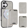 thumbnail image 1 of Compatible with iPhone 17 Wallet Case, Magnetic 2-in-1 Detachable Card Holder, Compatible with MagSafe, Vintage Leather RFID Blocking Flip Kickstand Case for Men Women,Gray, 1 of 10