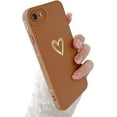 thumbnail image 1 of Compatible with iPhone 6/6S Case for Women Girl,Cute Plated Love Heart with Full Camera Lens Protection Case Soft Silicone TPU Anti-Scratch Protective Cover for iPhone 6/6s-Brown, 1 of 11