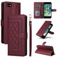 thumbnail image 1 of Compatible with iPhone 7 / 8 / SE 2020 / SE 2022 Case, Premium Leather Wallet Book Case Magnetic Flip RFID Blocking Credit Card Holder Kickstand with Wrist Strap Shock Absorbing Case, Winered, 1 of 11