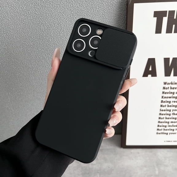 Compatible with iPhone 7 / 8 / SE 2020 / SE 2022 Case, [Smooth Silicone Full Coverage Camera] [Drop Protection], Shockproof Slim Soft Microfiber Lining Camera Lens Slide Protective Case, Black