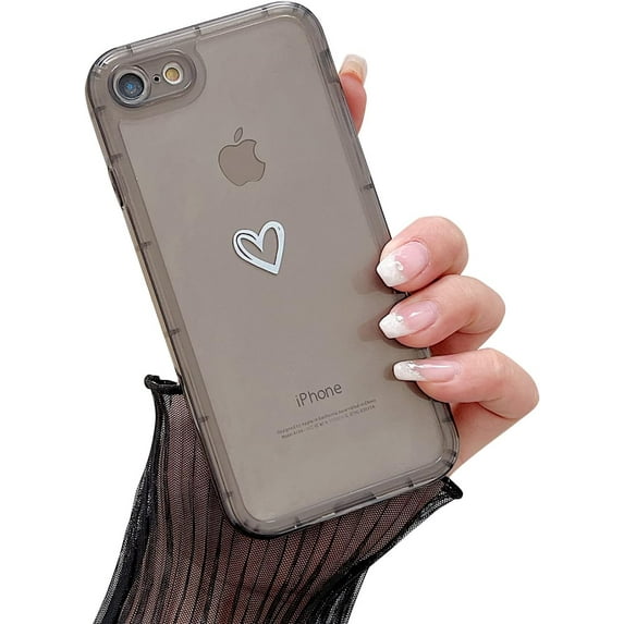 Compatible with iPhone 7/8/SE 2020 Case for Women Girls, Cute Love Heart Pattern Soft Slim TPU Protective Bumper Phone Case for iPhone 7/8/SE 2020 4.7" - Black