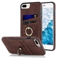 thumbnail image 1 of Compatible with iPhone 7 / 8 / SE 2020 / SE 2022 Case Wallet with Card Holder, 360°Rotation Finger Ring Holder Kickstand Premium PU Leather Soft TPU Anti-Drop Back Phone Cover, Coffee, 1 of 8