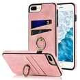 thumbnail image 1 of Compatible with iPhone 7 / 8 / SE 2020 / SE 2022 Case Wallet with Card Holder, 360°Rotation Finger Ring Holder Kickstand Premium PU Leather Soft TPU Anti-Drop Back Phone Cover, Pink, 1 of 8
