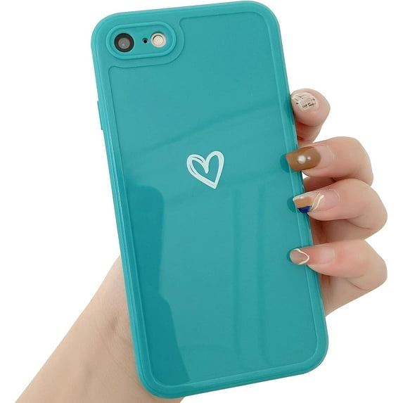Compatible with iPhone 7/8/SE 2020/SE 2022 Case for Women Girls, Cute Love Heart Pattern Soft Slim TPU Protective Bumper Phone Case for iPhone 7/8/SE 2020 4.7"-Green