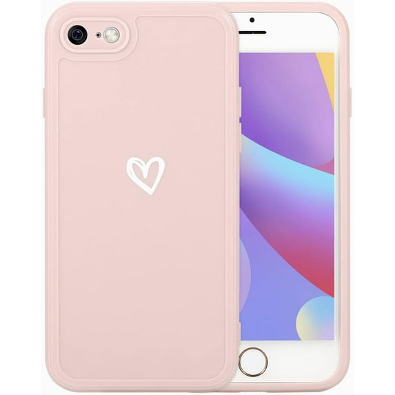Compatible with iPhone 7/8/SE 2020/SE 2022 Case for Women Girls, Cute Love Heart Pattern Soft Slim TPU Protective Bumper Phone Case for iPhone 7/8/SE 2020 4.7"-Pink