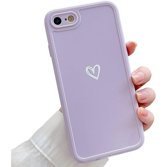 Compatible with iPhone 7/8/SE 2020/SE 2022 Case for Women Girls, Cute Love Heart Pattern Soft Slim TPU Protective Bumper Phone Case for iPhone 7/8/SE 2020 4.7" -Purple