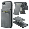 thumbnail image 1 of Compatible with iPhone 7 / 8 / SE 2020 / SE 2022 Wallet Case 2 in 1 Detachable Back Cards Slot PU Leather Magnetic magsafe case-Off [Compatible With MagSafe] Luxury Vegan Leather Cover, Gray, 1 of 10