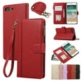 thumbnail image 1 of Compatible with iPhone 7 / 8 / SE 2022 & 2020 Wallet Case and Wrist Strap Protector PU Leather Flip Credit Card Holder Purse Stand Cell Accessories Shockproof Phone Cover for Women Men,Red, 1 of 9