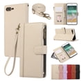 thumbnail image 1 of Compatible with iPhone 7 / 8 / SE 2022 & 2020 Wallet Case and Wrist Strap Protector PU Leather Flip Credit Card Holder Purse Stand Cell Accessories Shockproof Phone Cover for Women Men,Beige, 1 of 9