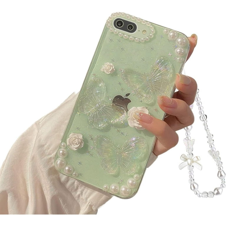 Compatible with iPhone Plus/8 Plus 3D Butterfly Floral Clear