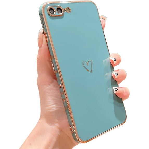 Compatible with iPhone 7 Plus Case, iPhone 8 Plus Case Cute Luxury Plating Edge Bumper Case with Full Camera Lens Protection Cover for iPhone 7 Plus/8 Plus for Women Girl(Black)