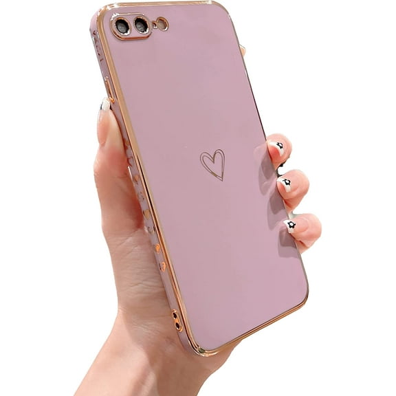 Compatible with iPhone 7 Plus Case, iPhone 8 Plus Case Cute Luxury Plating Edge Bumper Case with Full Camera Lens Protection Cover for iPhone 7 Plus/8 Plus for Women Girl(Black)