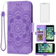 thumbnail image 1 of Compatible with iPhone 7plus 8plus 7/8 Plus Wallet Phone Case and Tempered Glass Screen Protector Flip Credit Card Holder Stand Flower Cell Cover for i Phone7s 7s + 7+ 8s 8+ Phones8 7p 8p Purple, 1 of 9
