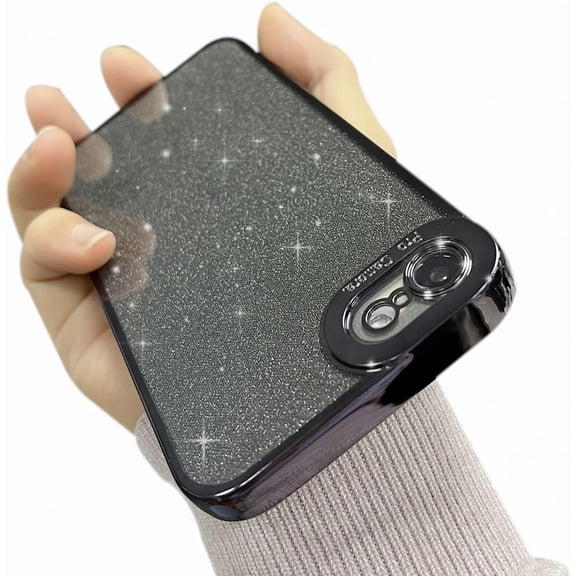 Compatible with iPhone 8/7/SE (2022/2020) Glitter Bling Case Cute Luxury for Women Girl Men,Protection Shockproof Cover for iPhone SE3/SE2/7/8(4.7'') Black