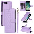 thumbnail image 1 of Compatible with iPhone 8 Plus / 7 Plus Case, Premium Leather Wallet Book Case Magnetic Flip RFID Blocking Credit Card Holder Kickstand with Wrist Strap Shock Absorbing Case, Purple, 1 of 10
