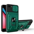 thumbnail image 1 of Compatible for iPhone 8 Plus / 7 Plus Hybrid Case with Camera Lens Slide Cover | Rotatable Ring Holder Kickstand | Impact-Resistant Car Mount Magnetic | Detachable Card Slot Protective Shell, Green, 1 of 9
