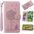 thumbnail image 1 of Compatible with For iPhone 8 Plus/7 Plus Wallet Case, Magnetic Flip Kickstand Cover with RFID Blocking Credit Card Slots Cash Pocket Wrist Lanyard Embossed Dandelion Pattern Shell,Rosegold, 1 of 7