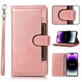 thumbnail image 1 of Compatible with iPhone 8 Plus/7 Plus Wallet Case,RFID Blocking PU Leather Folio Magnetic Closure Protective Cover with Wrist Strap Outer Slide Credit Card Holder Kickstand Men Women,Rosegold, 1 of 9